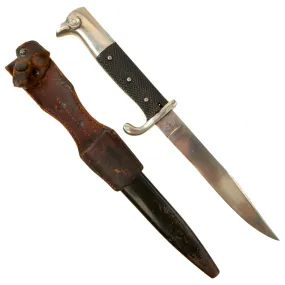 Original Imperial German WWI Cutdown Kurzes Seitengewehr M1898/05 Dress Bayonet by WKC Turned into Fighting Knife with Scabbard & Frog