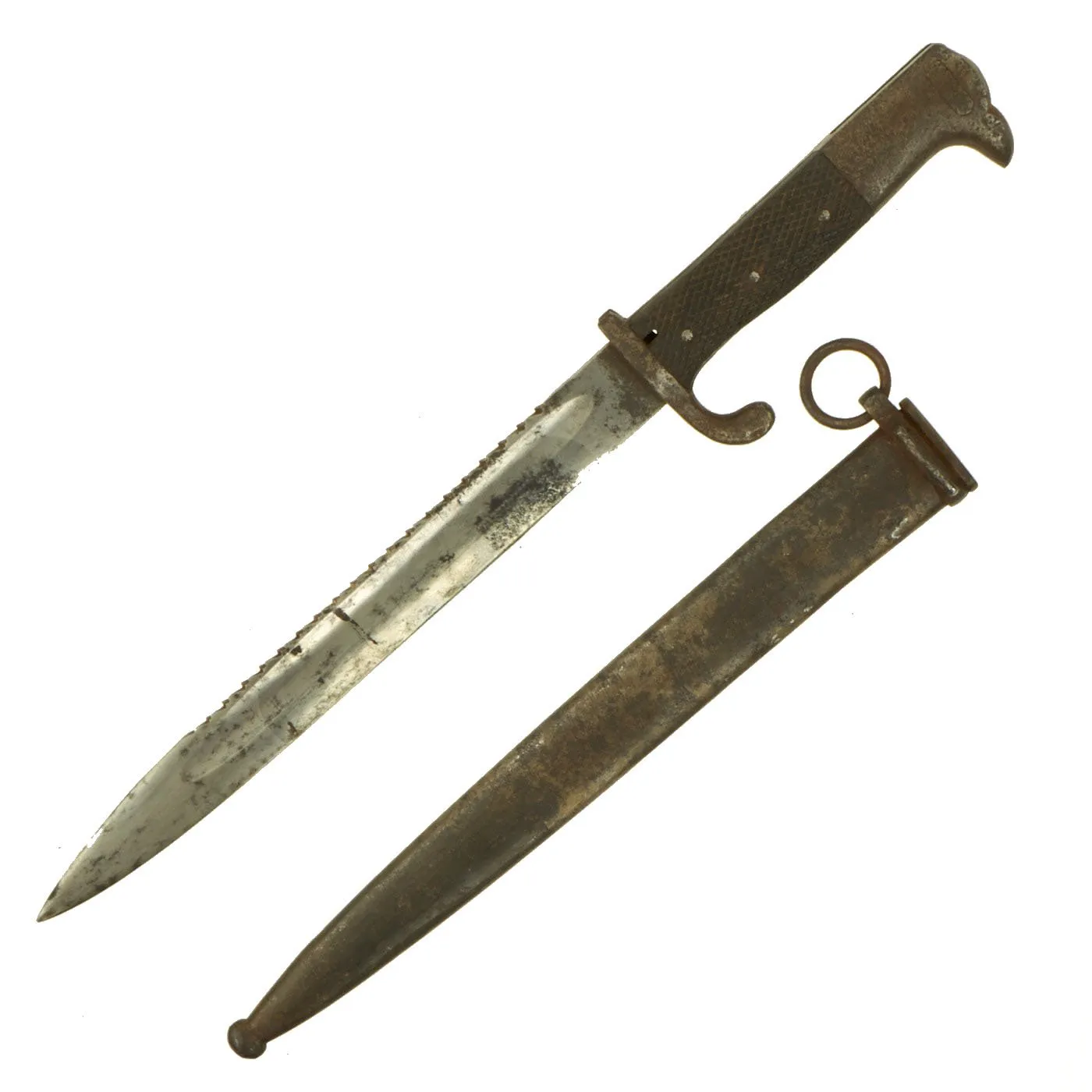Original Imperial German WWI Kurzes Seitengewehr M1898 Sawback Dress Bayonet with Scabbard