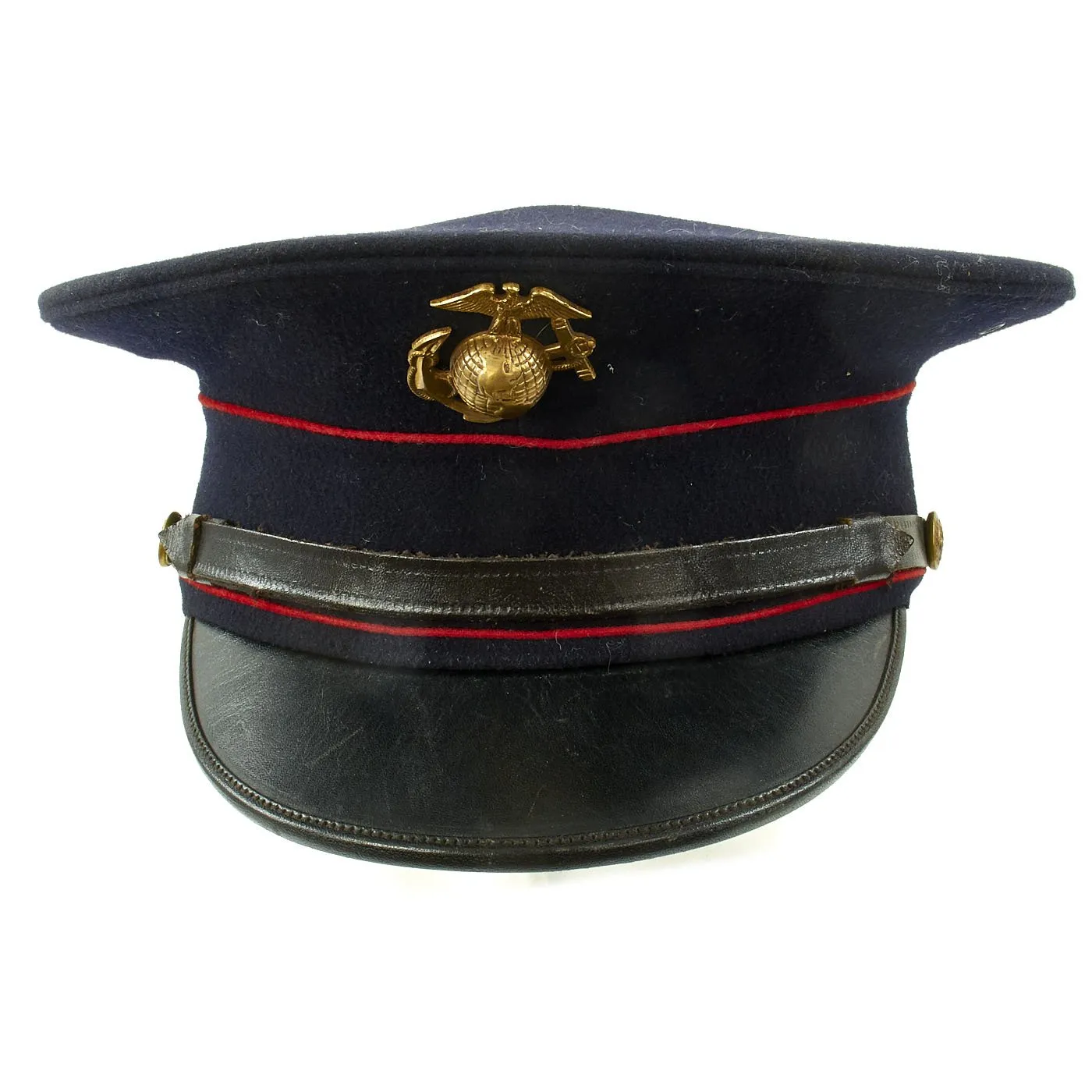 Original U.S. WWII Marine Dress Blue Uniform Visor Cap - Dated 1933