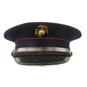 Original U.S. WWII Marine Dress Blue Uniform Visor Cap - Dated 1933