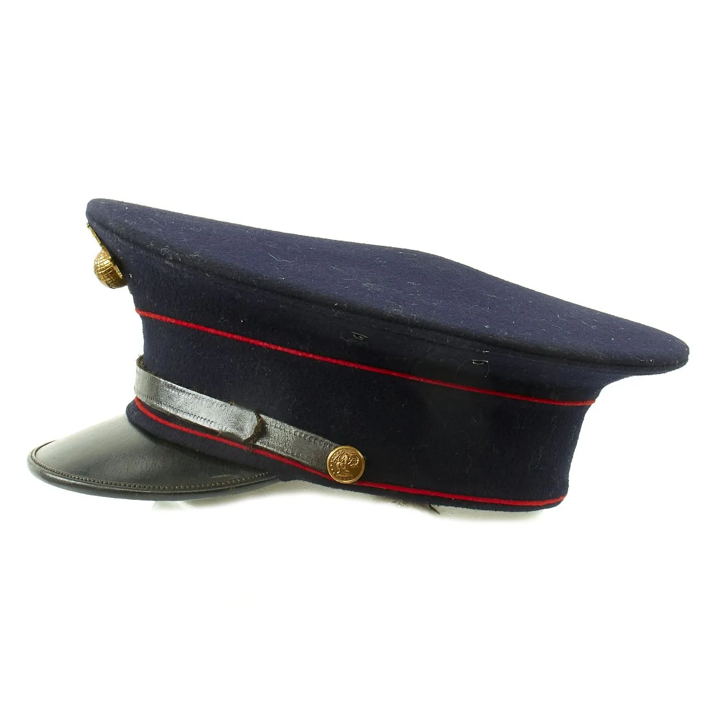 Original U.S. WWII Marine Dress Blue Uniform Visor Cap - Dated 1933