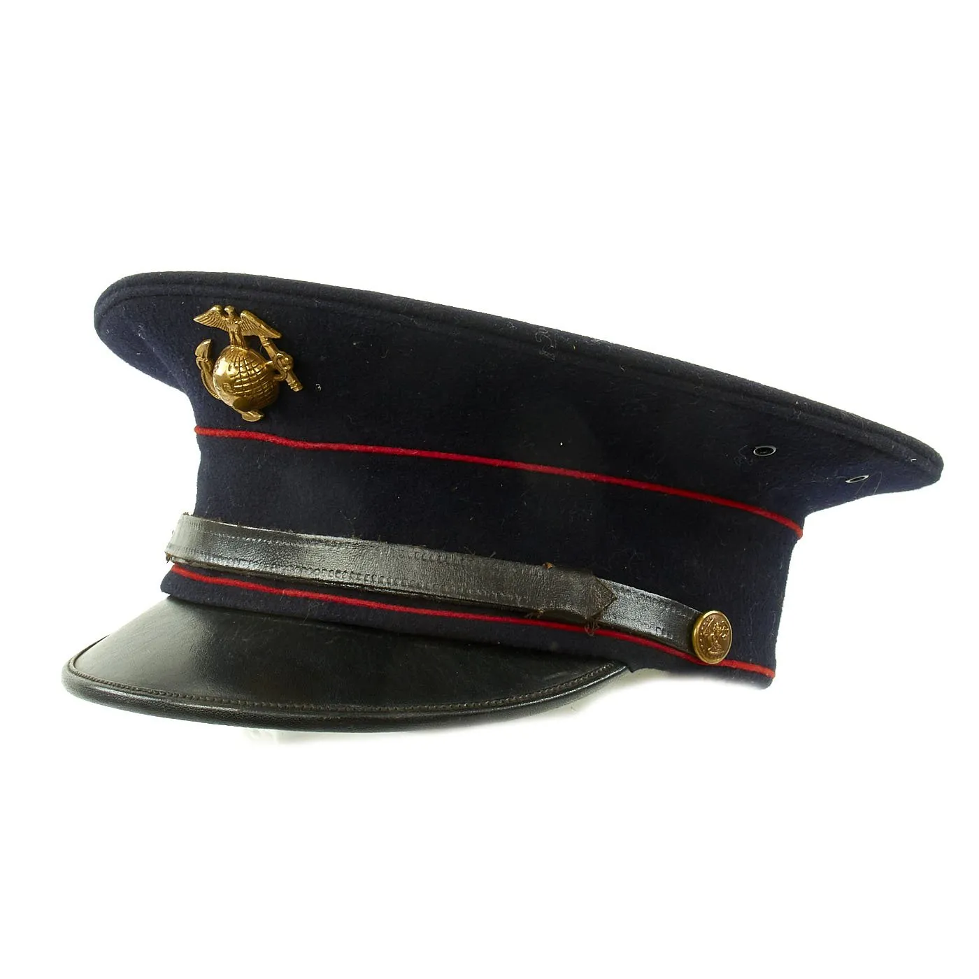 Original U.S. WWII Marine Dress Blue Uniform Visor Cap - Dated 1933