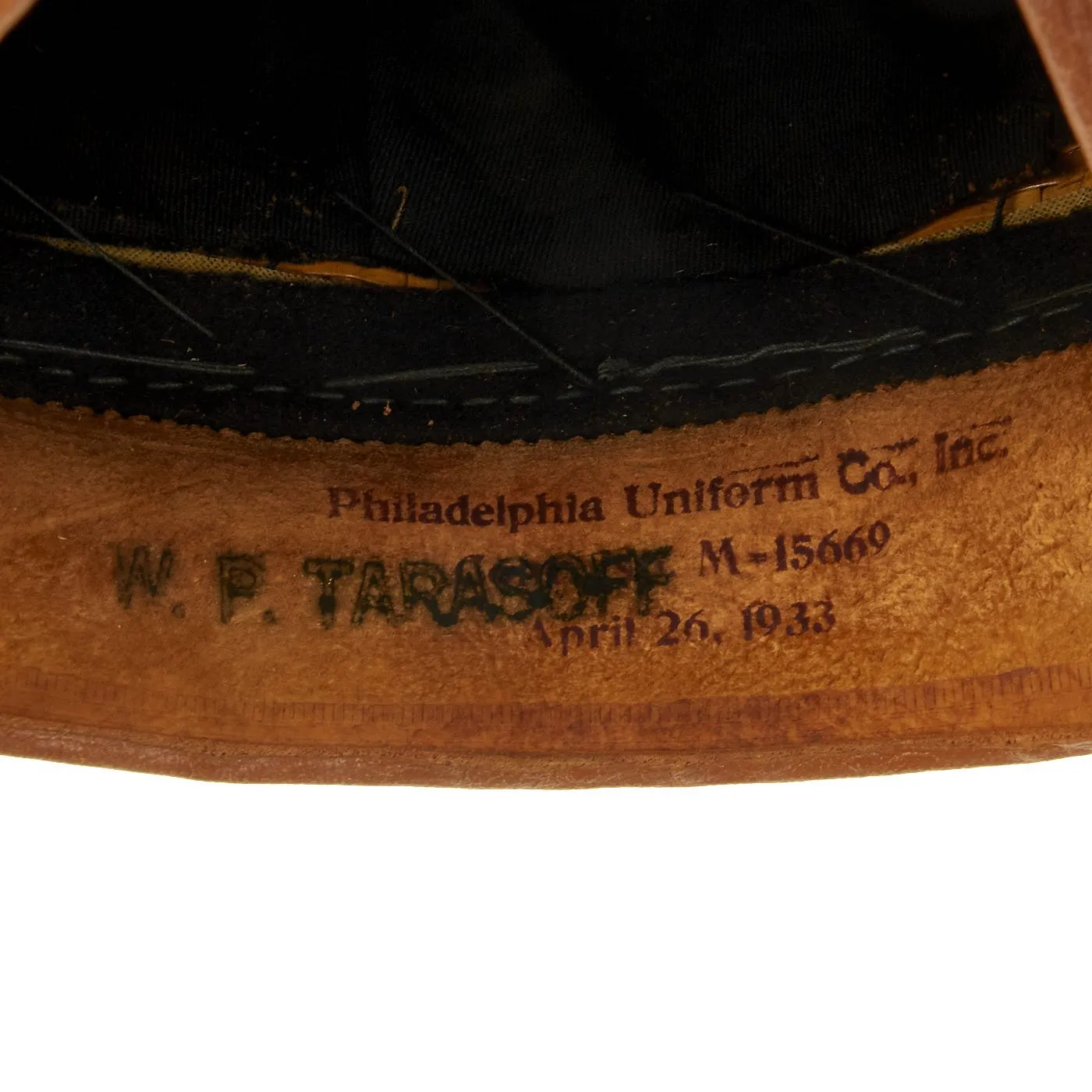 Original U.S. WWII Marine Dress Blue Uniform Visor Cap - Dated 1933