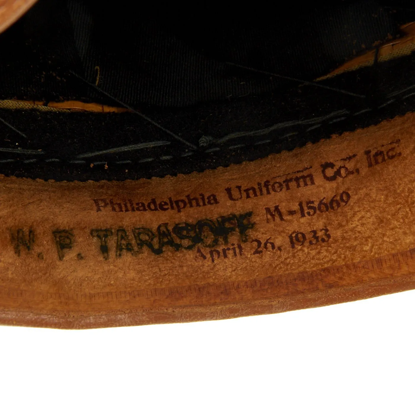 Original U.S. WWII Marine Dress Blue Uniform Visor Cap - Dated 1933