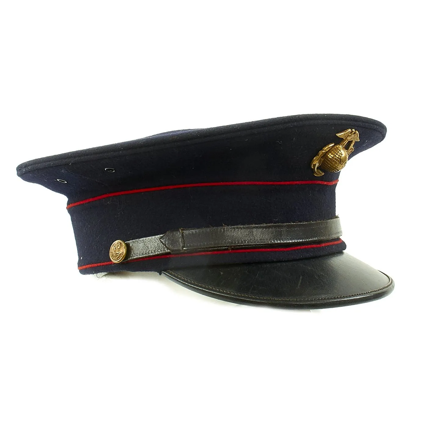 Original U.S. WWII Marine Dress Blue Uniform Visor Cap - Dated 1933
