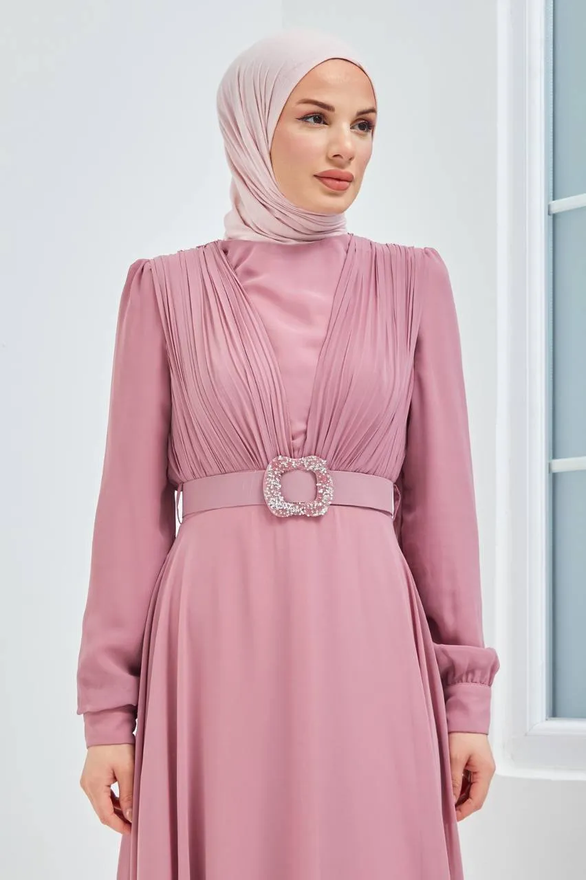 Ozduman Exclusive Chiffon Pleat Maxi Dress