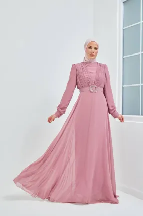 Ozduman Exclusive Chiffon Pleat Maxi Dress