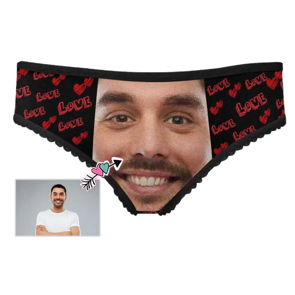Personalized Face Underwear Custom Sweet Words Women's High-cut Briefs Valentine's Day Gift For Her
