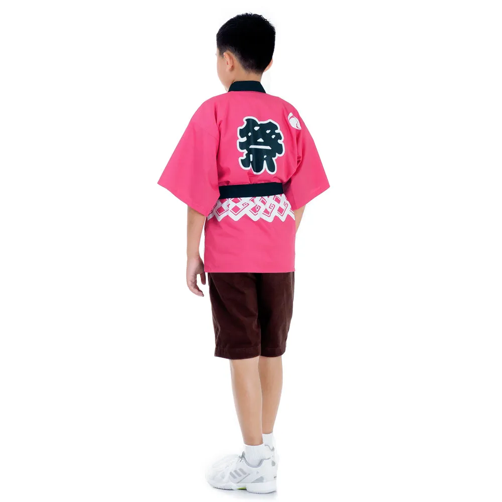 Pink Japanese Kids Happi Kimono Jacket
