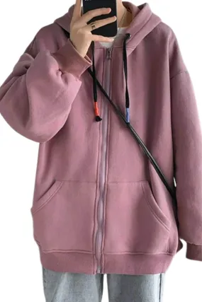 Pocket Zipper Cardigan Sweater Coat in Purple