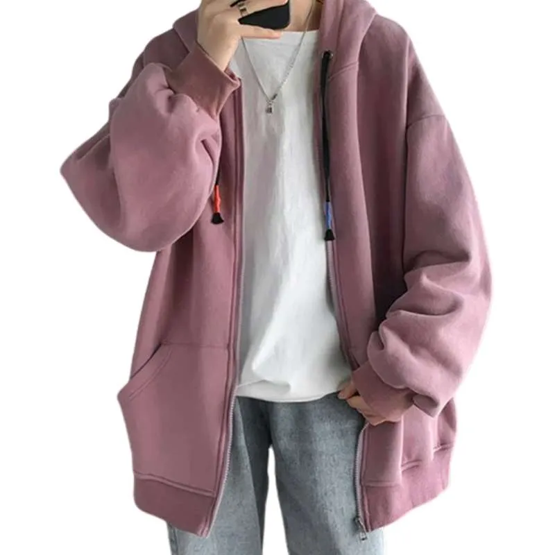 Pocket Zipper Cardigan Sweater Coat in Purple