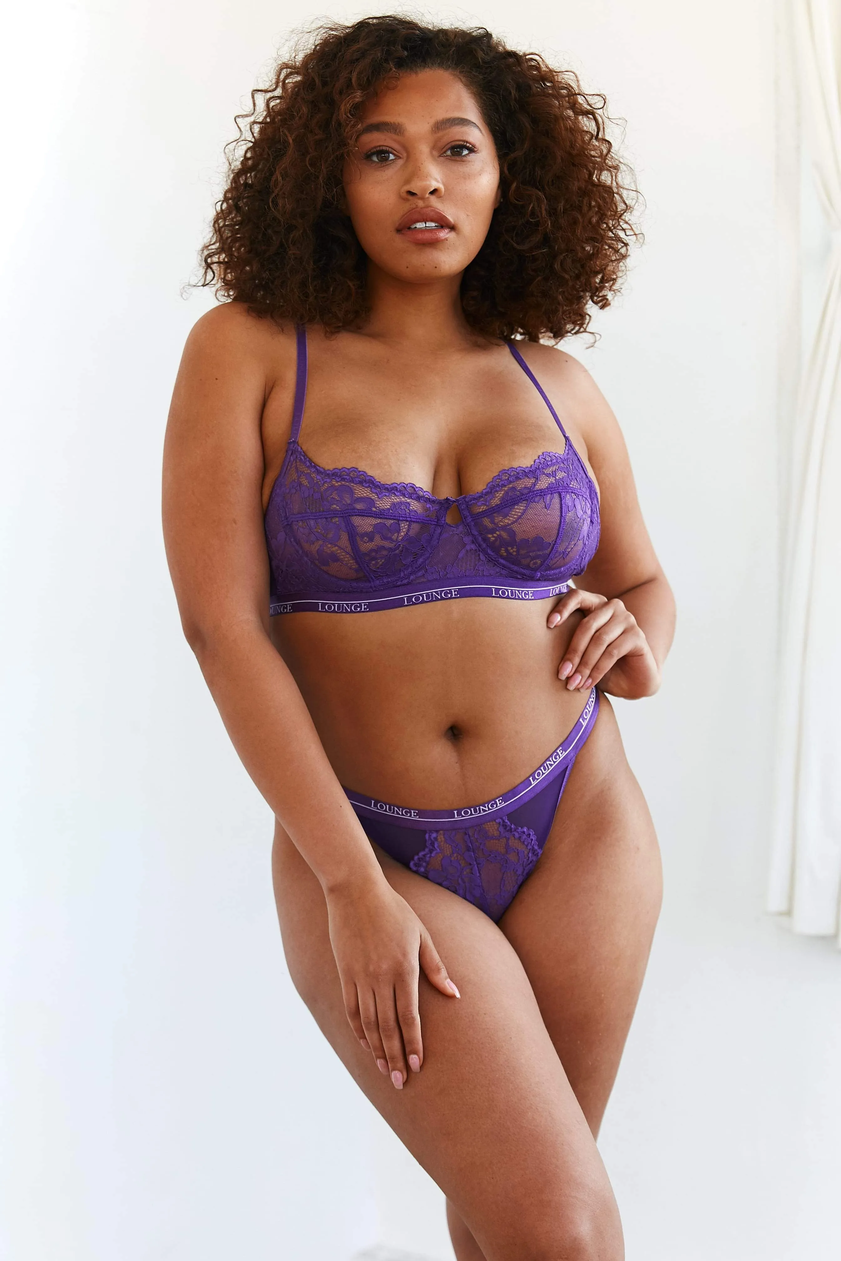 Purple Blossom Balcony Bra & Thong