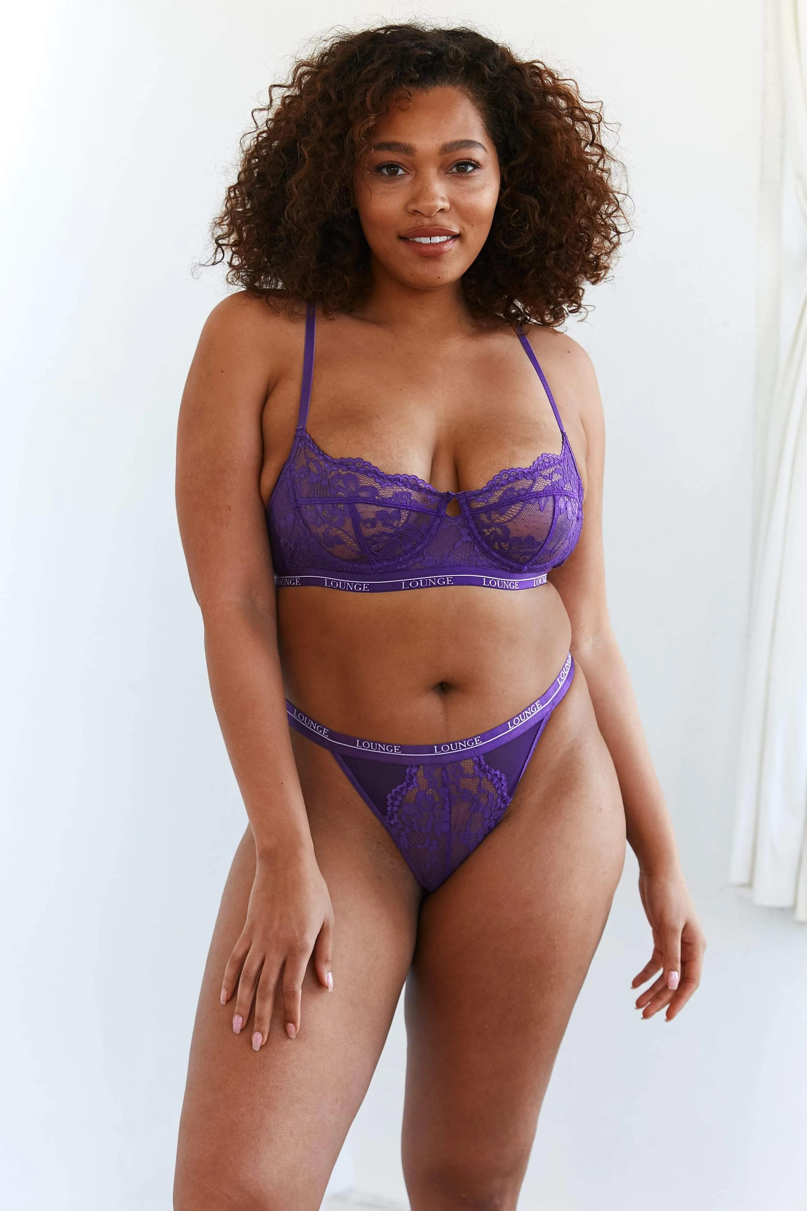 Purple Blossom Balcony Bra & Thong