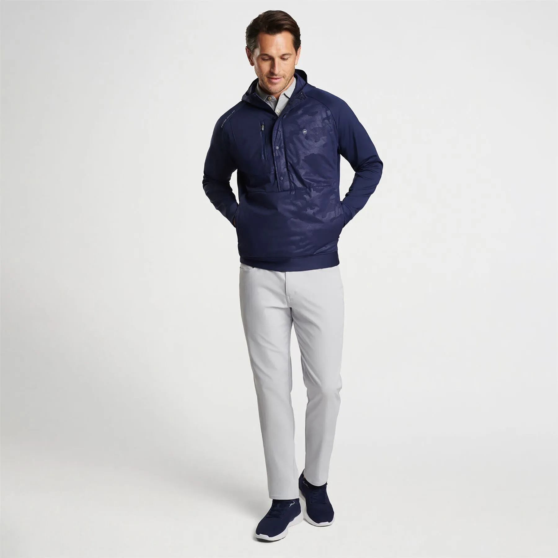Pursuit Classic Fit Half Snap Hooded Jacket Camo Navy - AW24