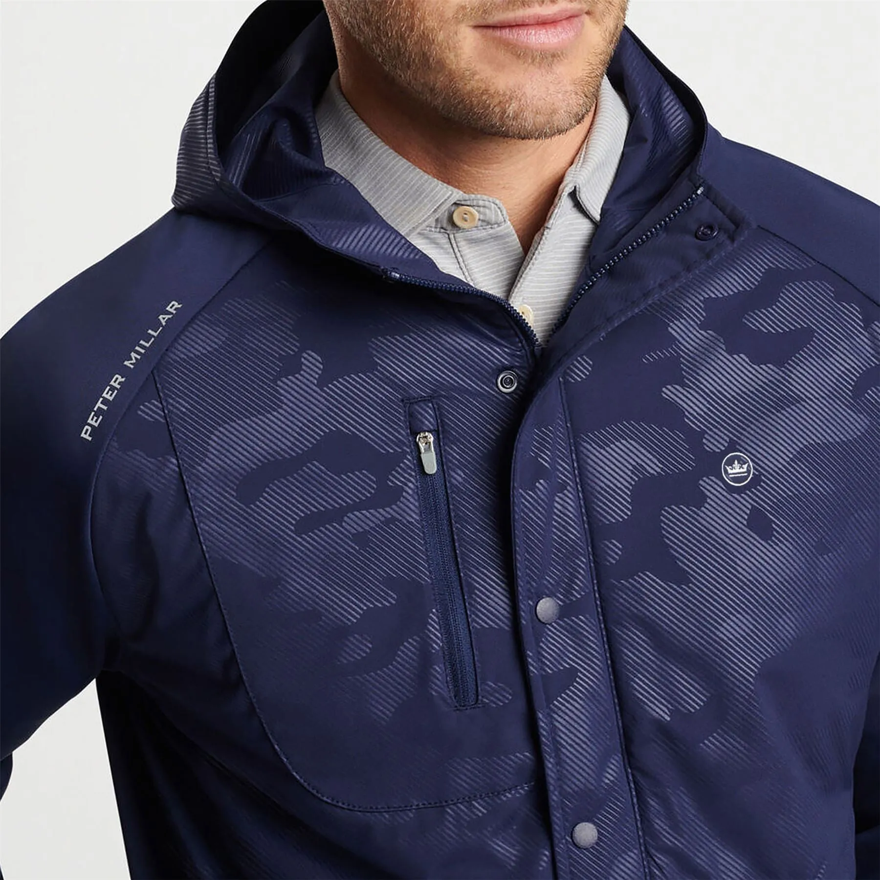Pursuit Classic Fit Half Snap Hooded Jacket Camo Navy - AW24
