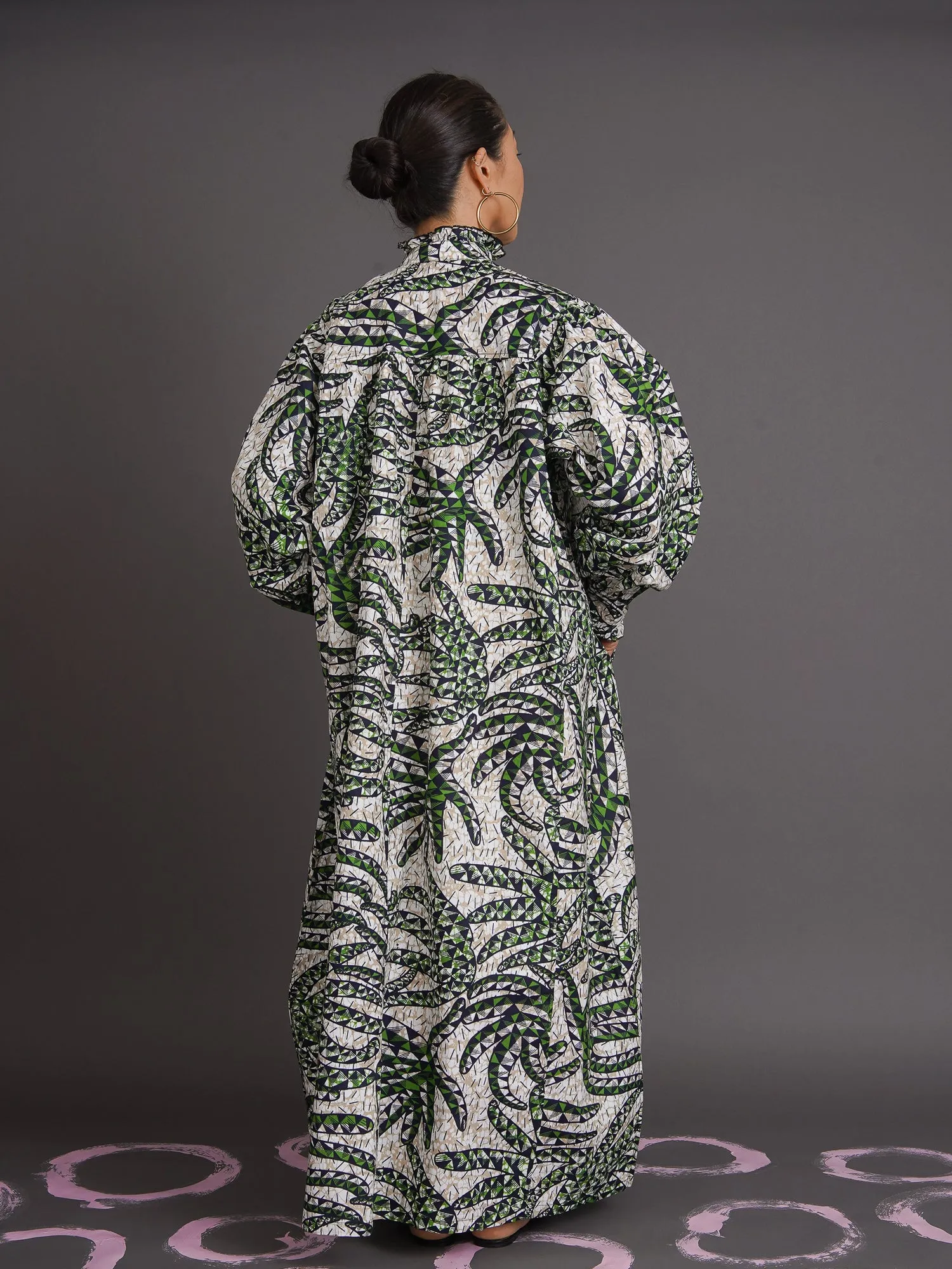 Pyramid Balloon-Sleeved Maxi Dress
