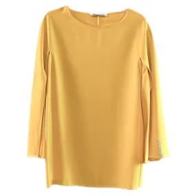 Rare 70s Style Gorgeous Zara dress Slit Long Sleeves Mini Dress in Yellow Size S