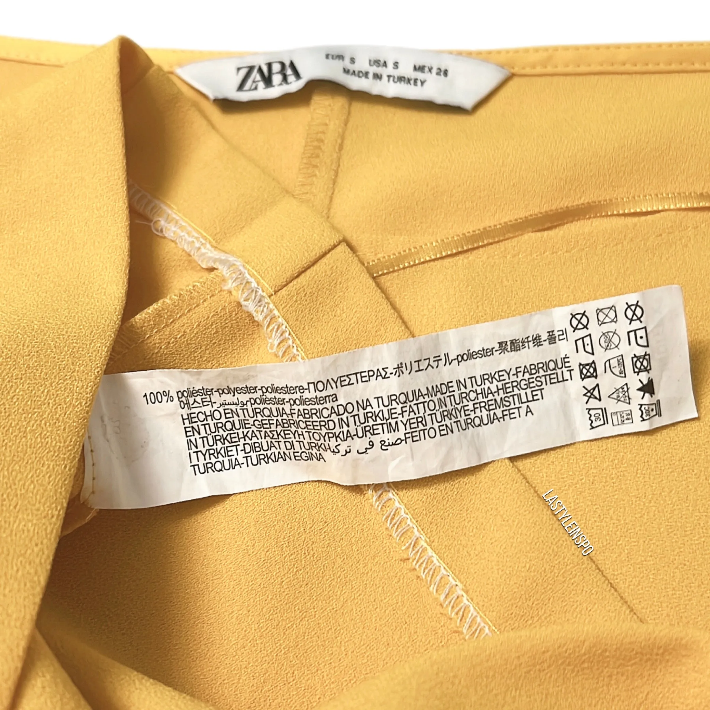 Rare 70s Style Gorgeous Zara dress Slit Long Sleeves Mini Dress in Yellow Size S