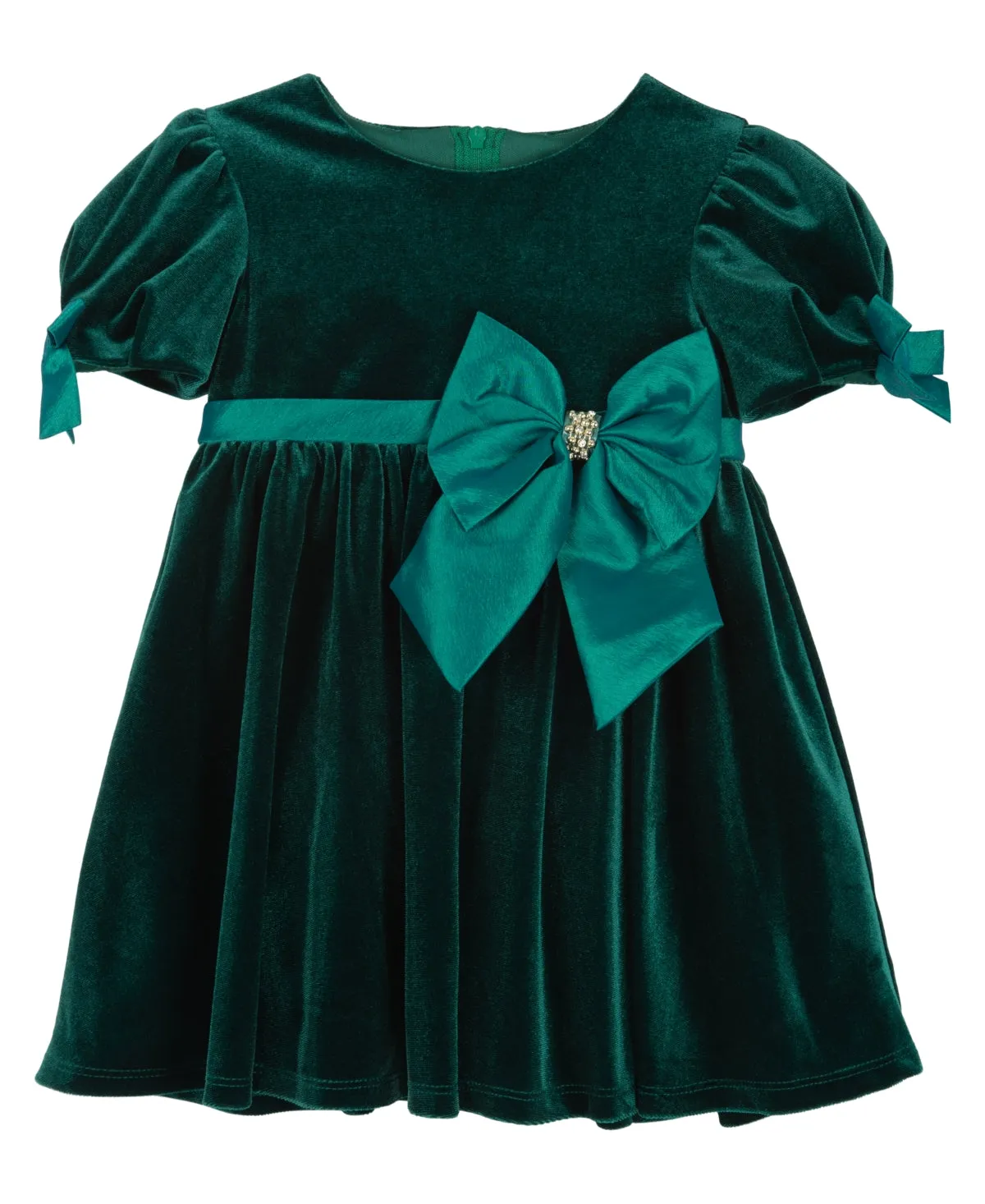 Rare Editions Baby Girls Cap Sleeves Velvet Social Dress - Hunter