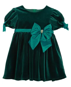 Rare Editions Baby Girls Cap Sleeves Velvet Social Dress - Hunter