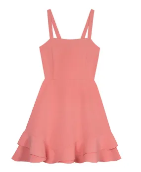 Rare Editions Big Girls Scuba Ruffle Hem Skater Dress with Tie Bow Back