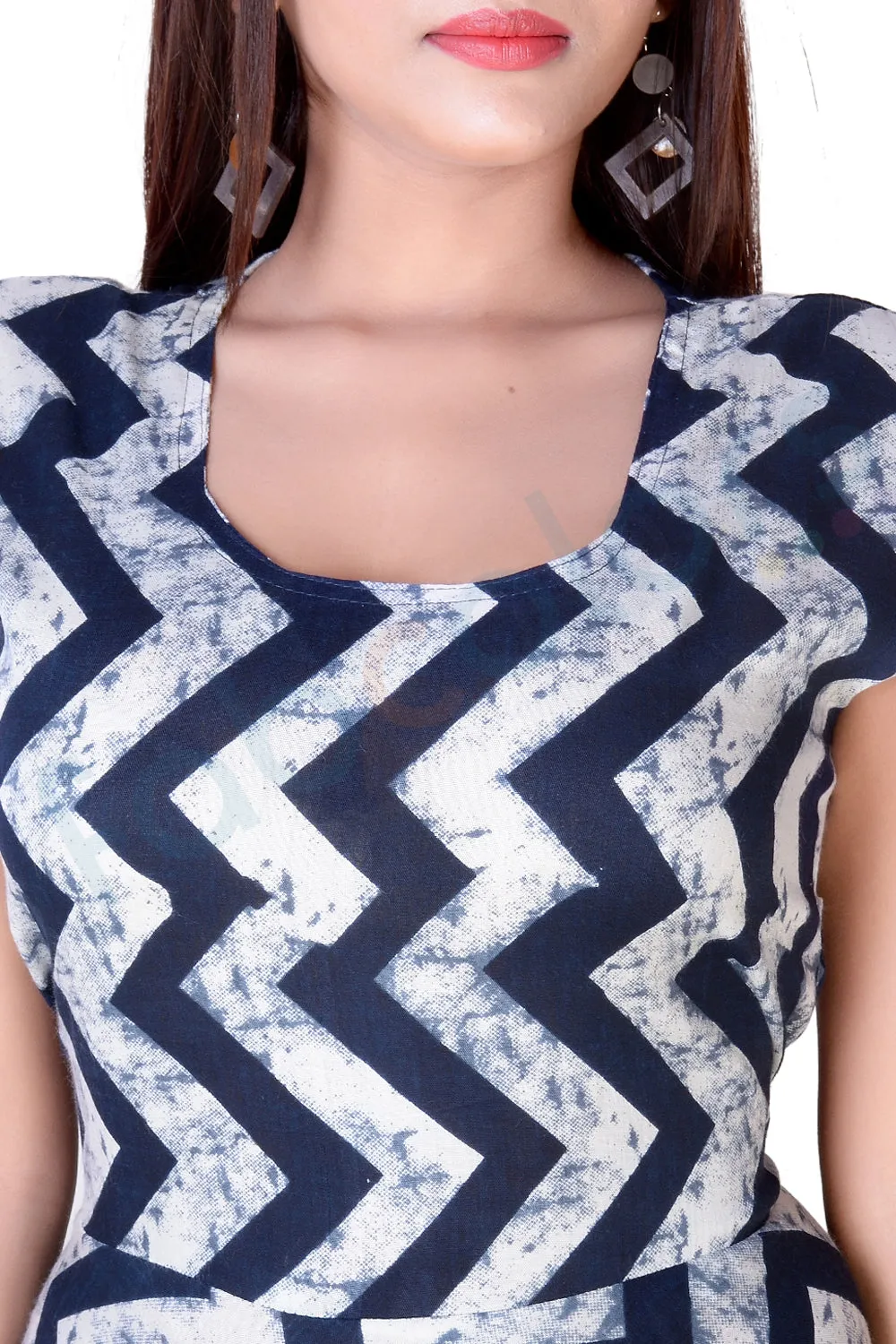 Rayon White Blue Stripped Maxi