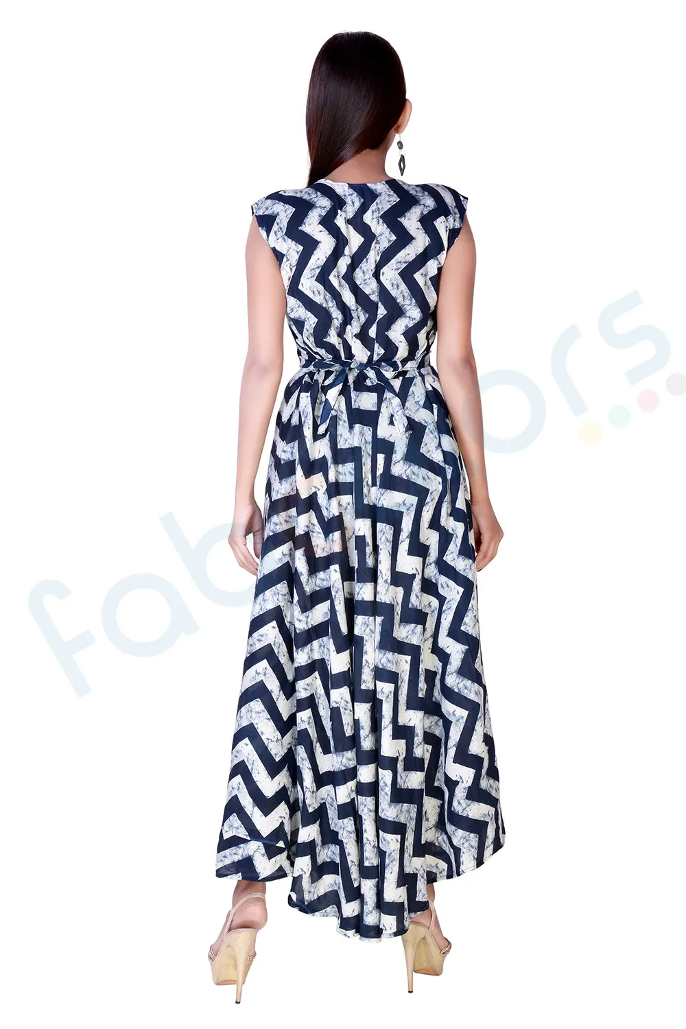 Rayon White Blue Stripped Maxi
