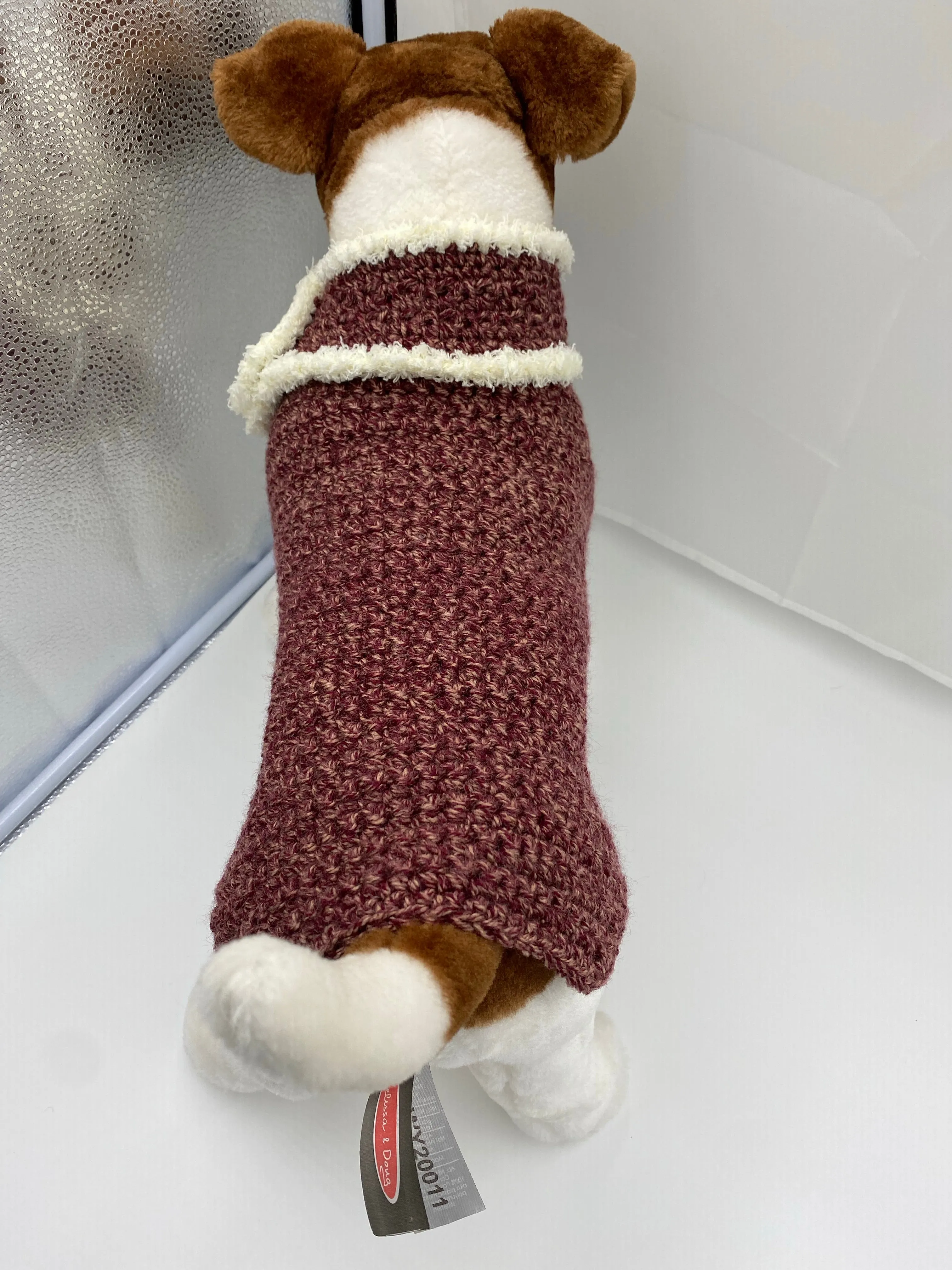 Red Brick Tweed Dog Sweater with Matching Scarf