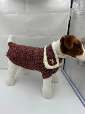 Red Brick Tweed Dog Sweater with Matching Scarf