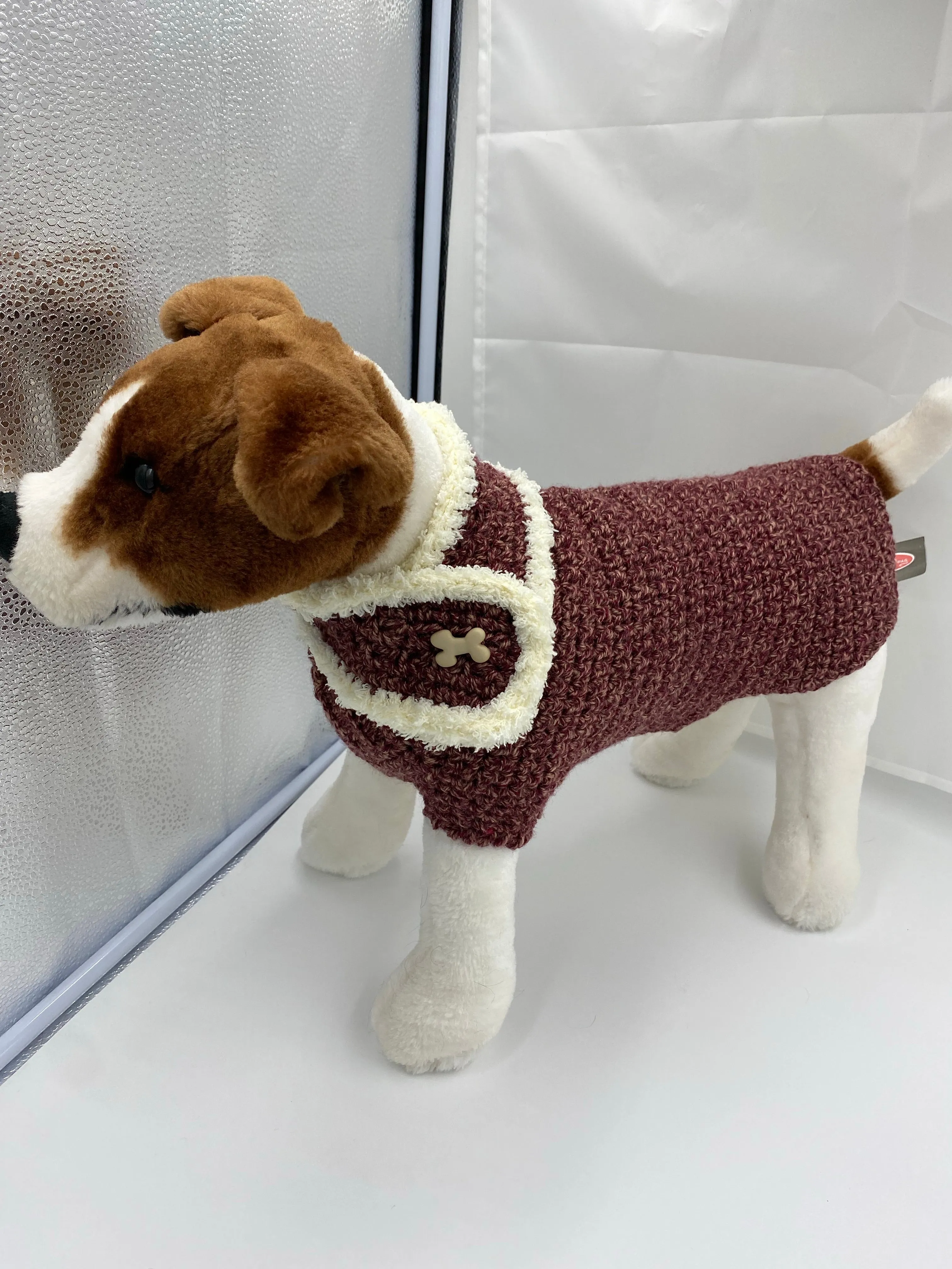 Red Brick Tweed Dog Sweater with Matching Scarf