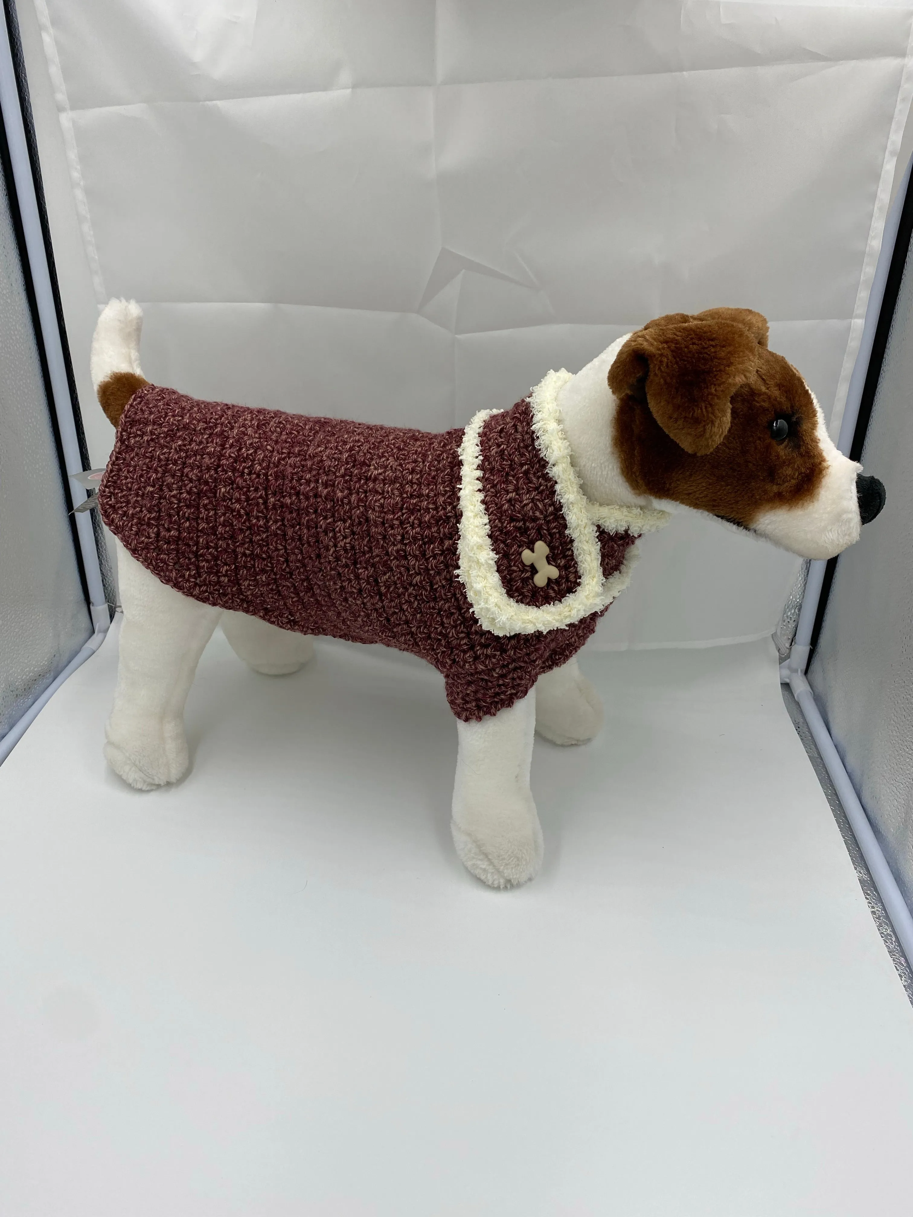 Red Brick Tweed Dog Sweater with Matching Scarf
