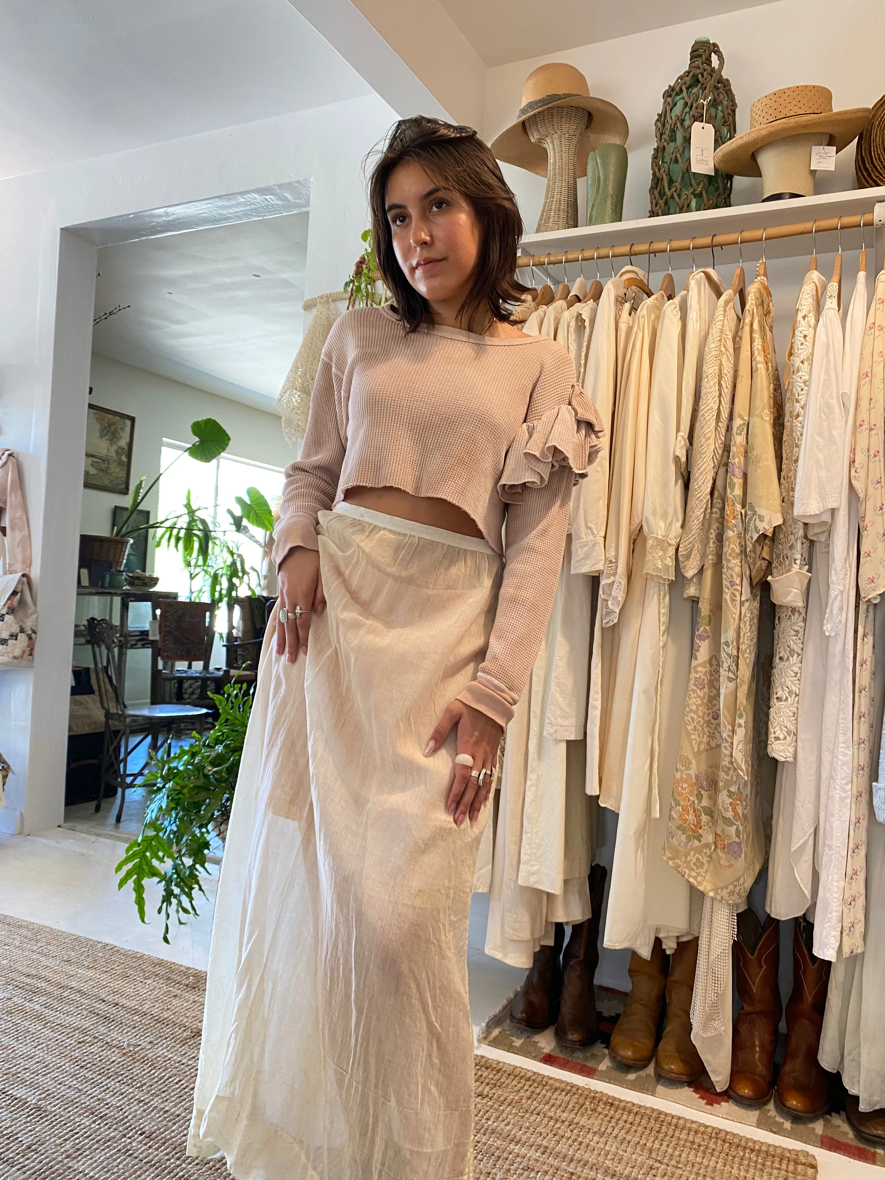 Remade Cropped Asymmetrical Ruffle Thermal