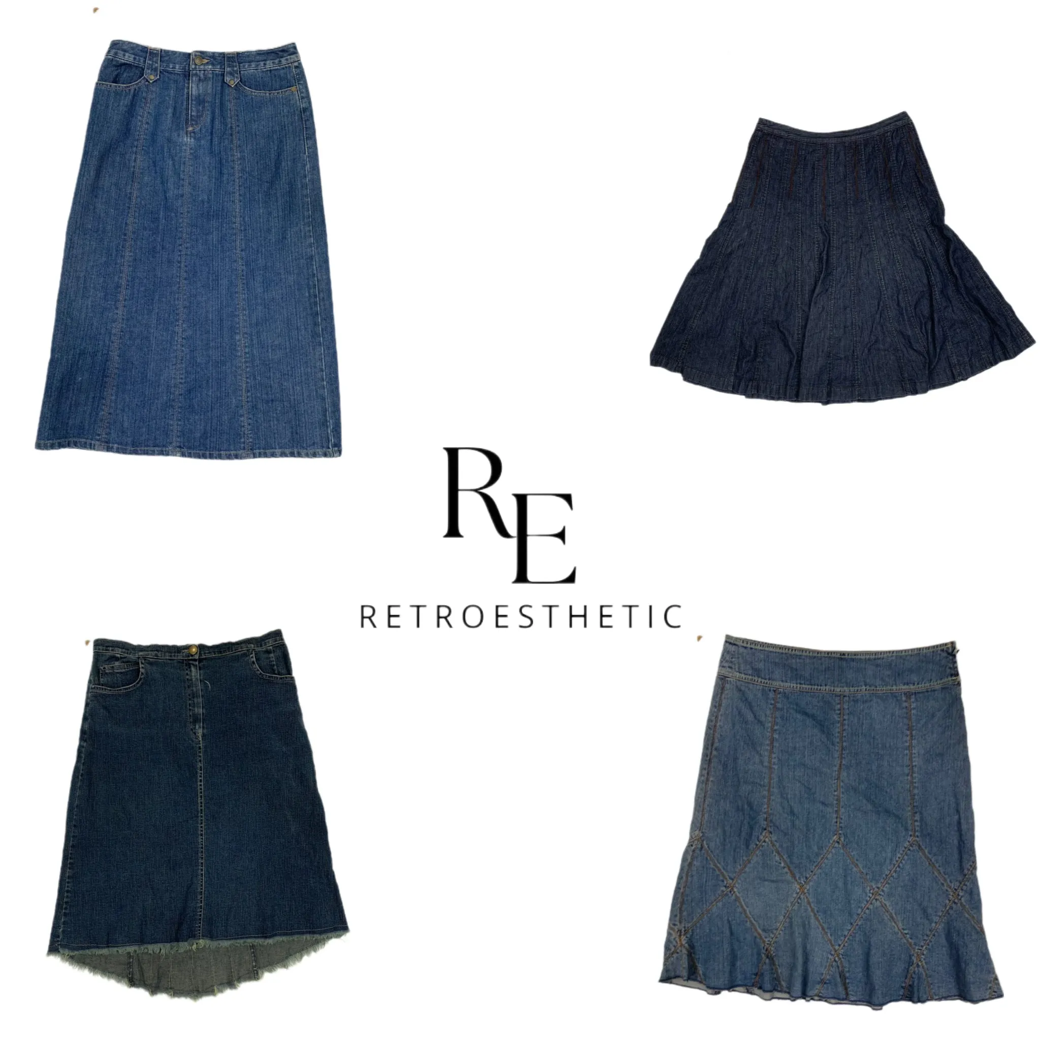 Retro Y2K denim maxi skirts (SR-490)