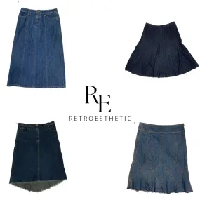 Retro Y2K denim maxi skirts (SR-490)