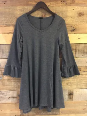Roslyn Ruffle Sleeve Tunic With Pockets in Charcoal