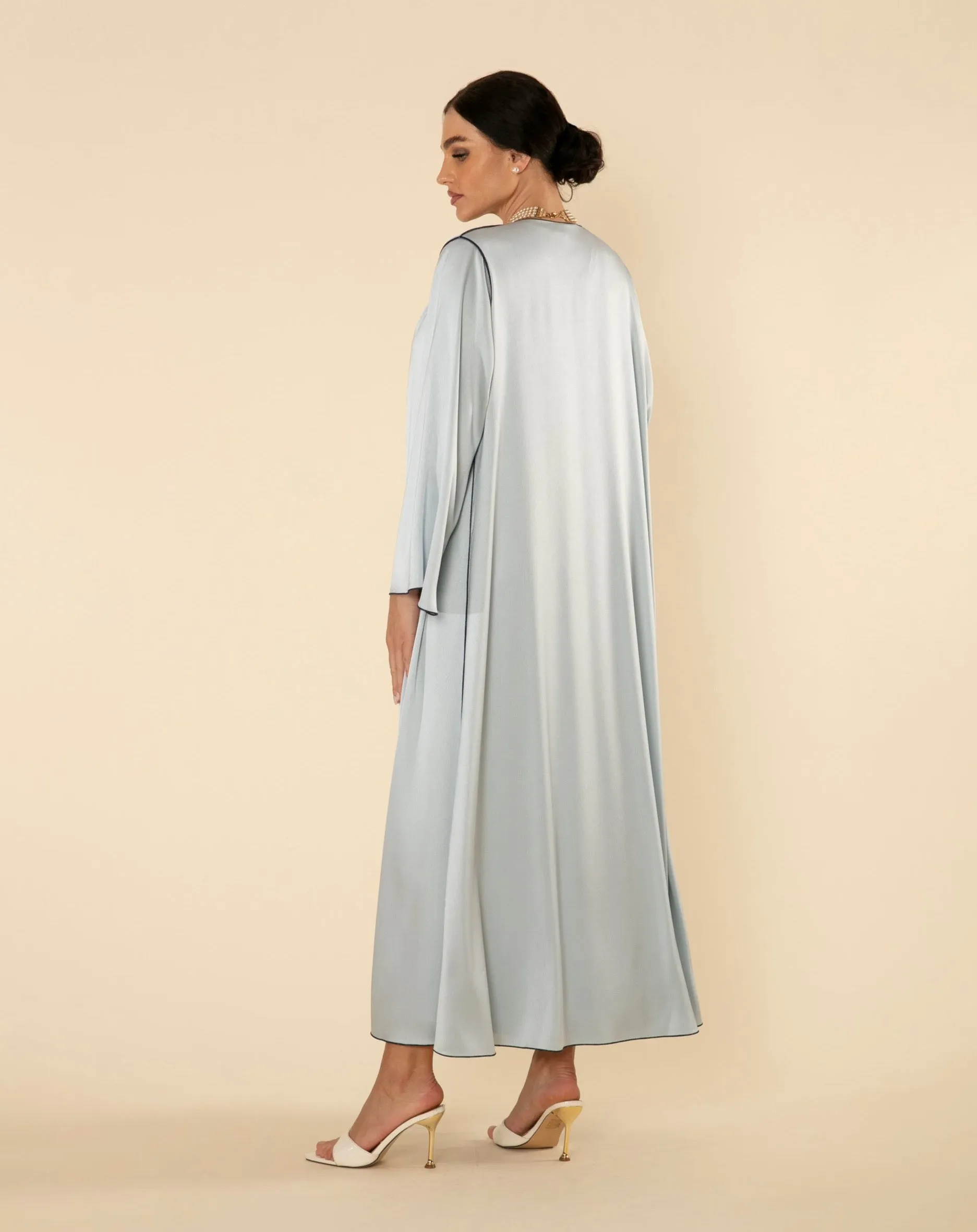 ROYAL SILK ABAYA SET IN BABY BLUE