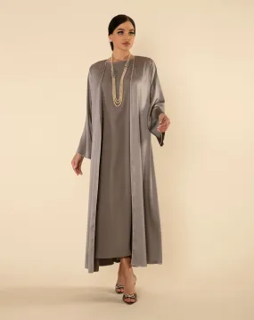 ROYAL SILK ABAYA SET IN GREY