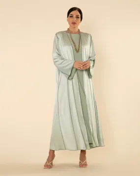 ROYAL SILK ABAYA SET IN PISTACHIO GREEN