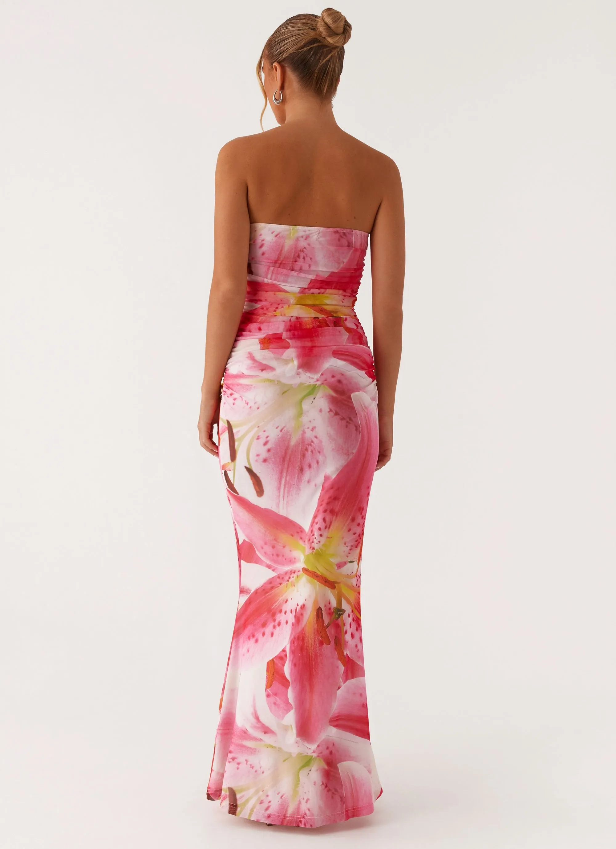 Rudy Maxi Dress - White Pink Lilly