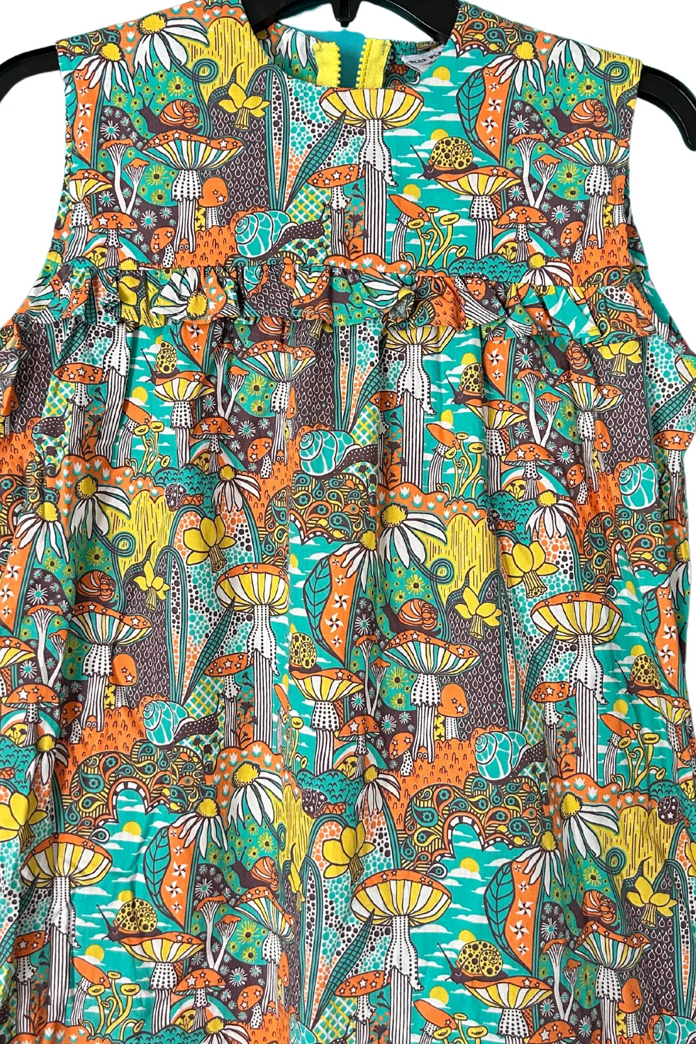 Ruffle Fluffle Maxi in Teal Mushroom Print