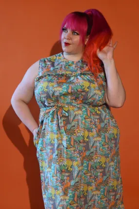 Ruffle Fluffle Maxi in Teal Mushroom Print