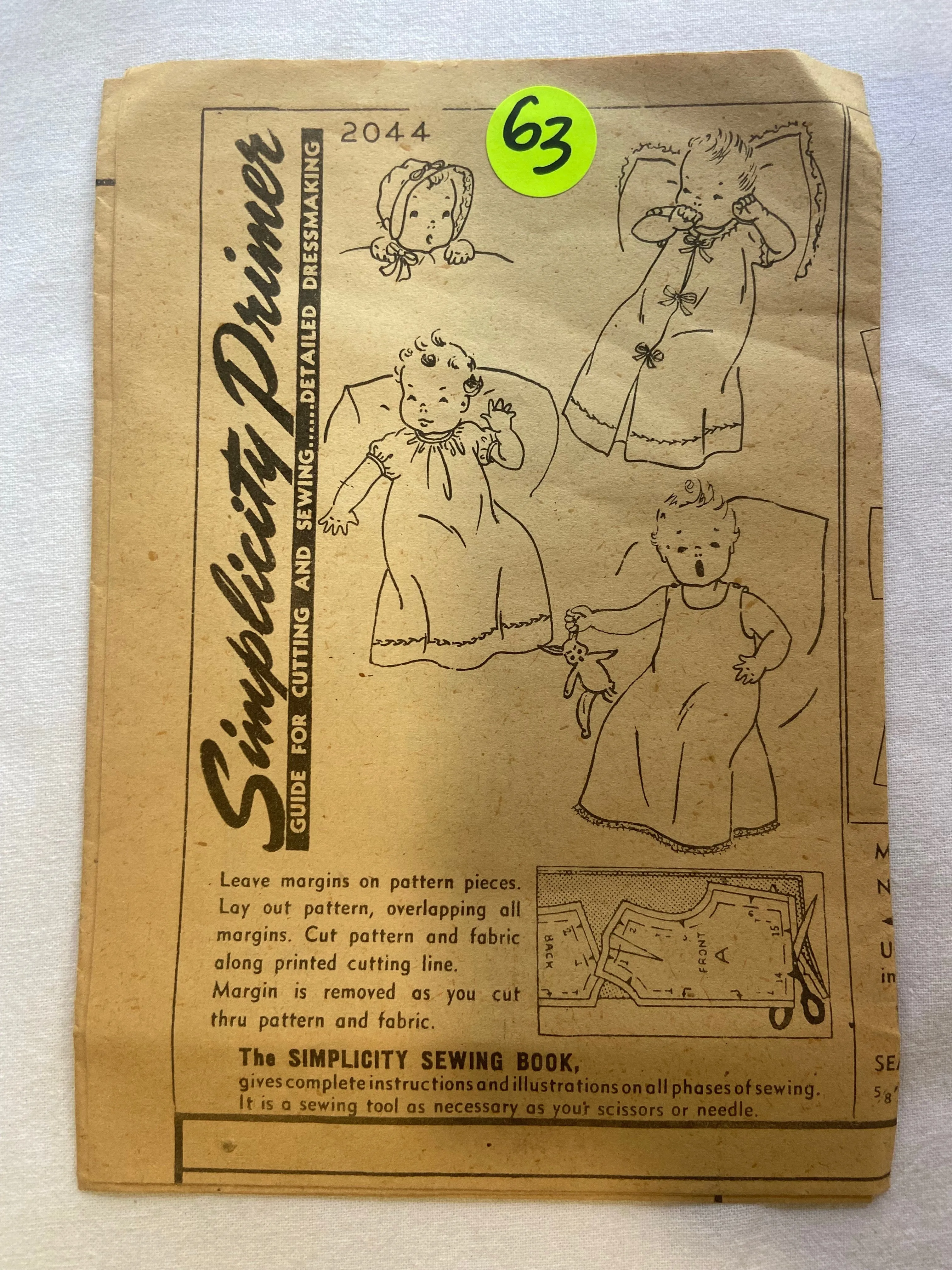 Simplicity 2044 Pattern CUT Infants' Layette Set RARE