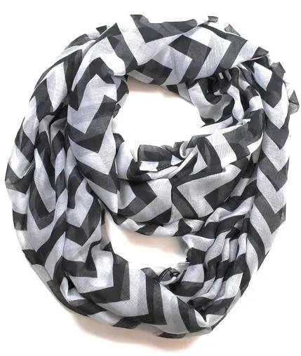 Skinny Striped & Chevron Printed Infinity Scarf