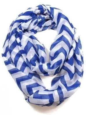 Skinny Striped & Chevron Printed Infinity Scarf