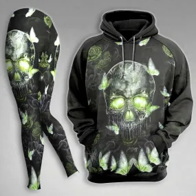 Skull Gothic Butterfly Green Combo Hoodie and Leggings