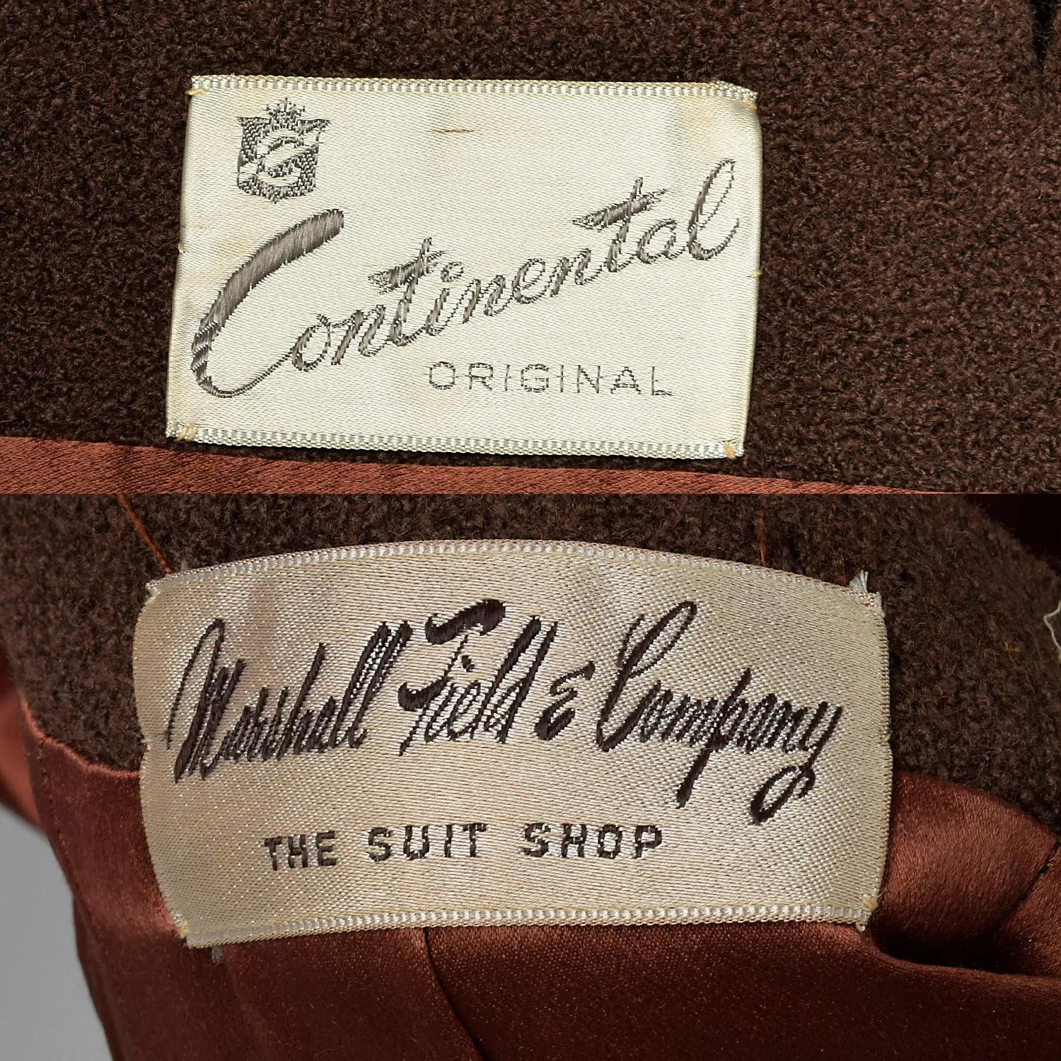 Small 1960s Brown Tweed Skirt Suit with Mink Collar