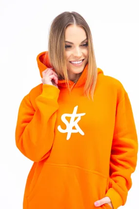 Sofa Killer warm orange women hoodie with white SK logo