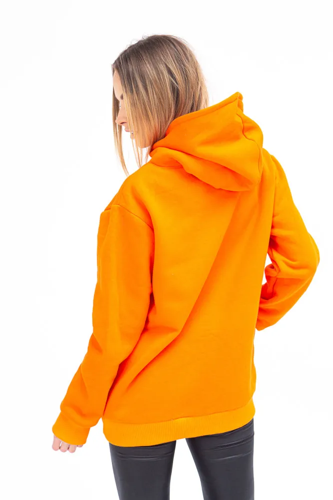 Sofa Killer warm orange women hoodie with white SK logo