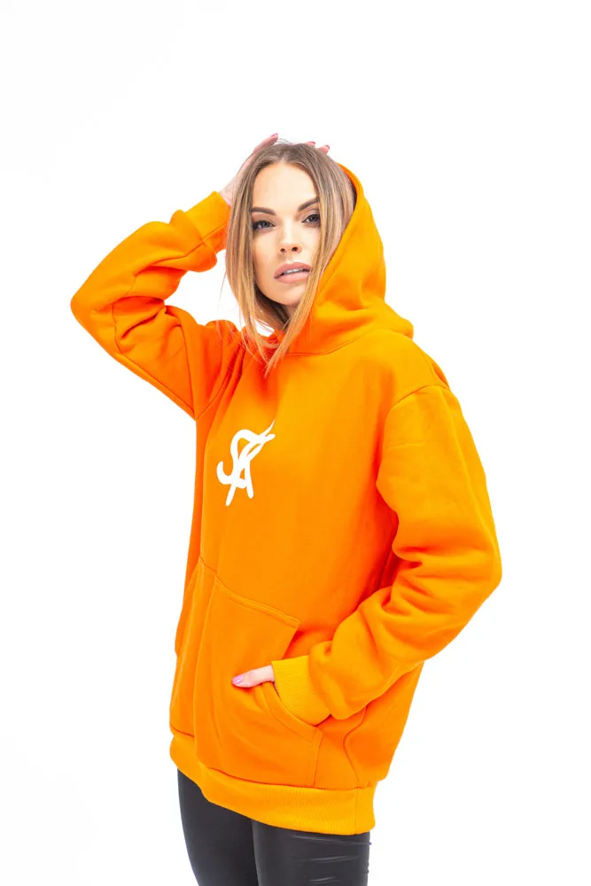 Sofa Killer warm orange women hoodie with white SK logo