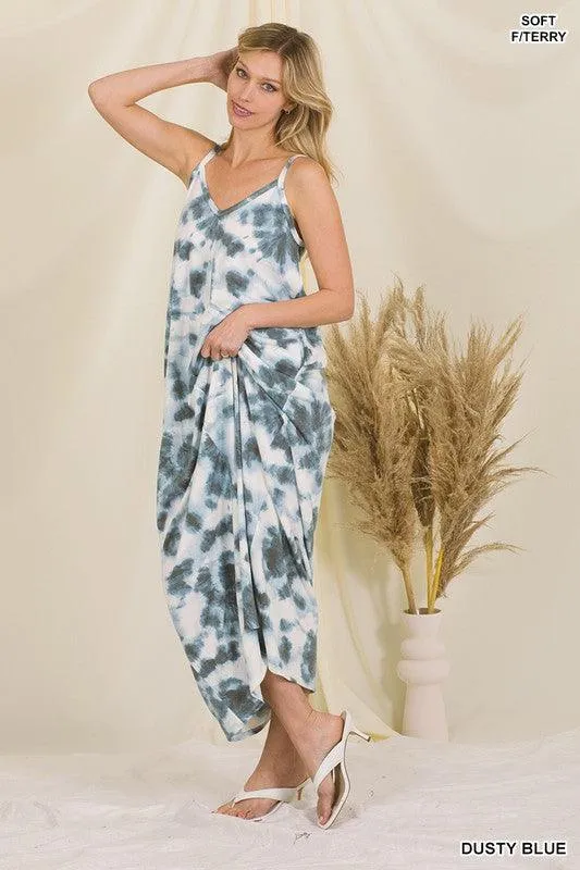 Soft French Terry Tie Dye Maxi Dress